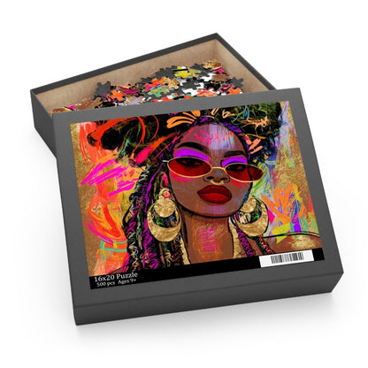 Graffiti Face Gold Puzzle - Afrocentric Art by The Trini Gee