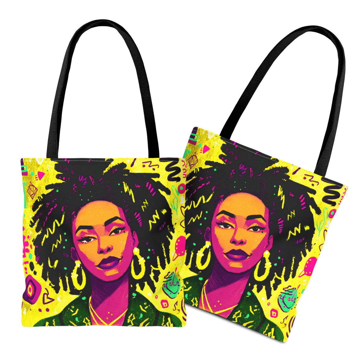 Graffiti Neon Tote Bag - Afrocentric Art by The Trini Gee