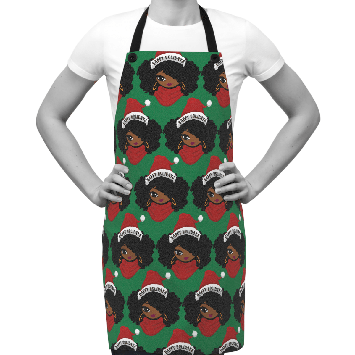 Happy Holidays Apron - Afrocentric Art by The Trini Gee