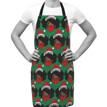 Happy Holidays Apron - Afrocentric Art by The Trini Gee