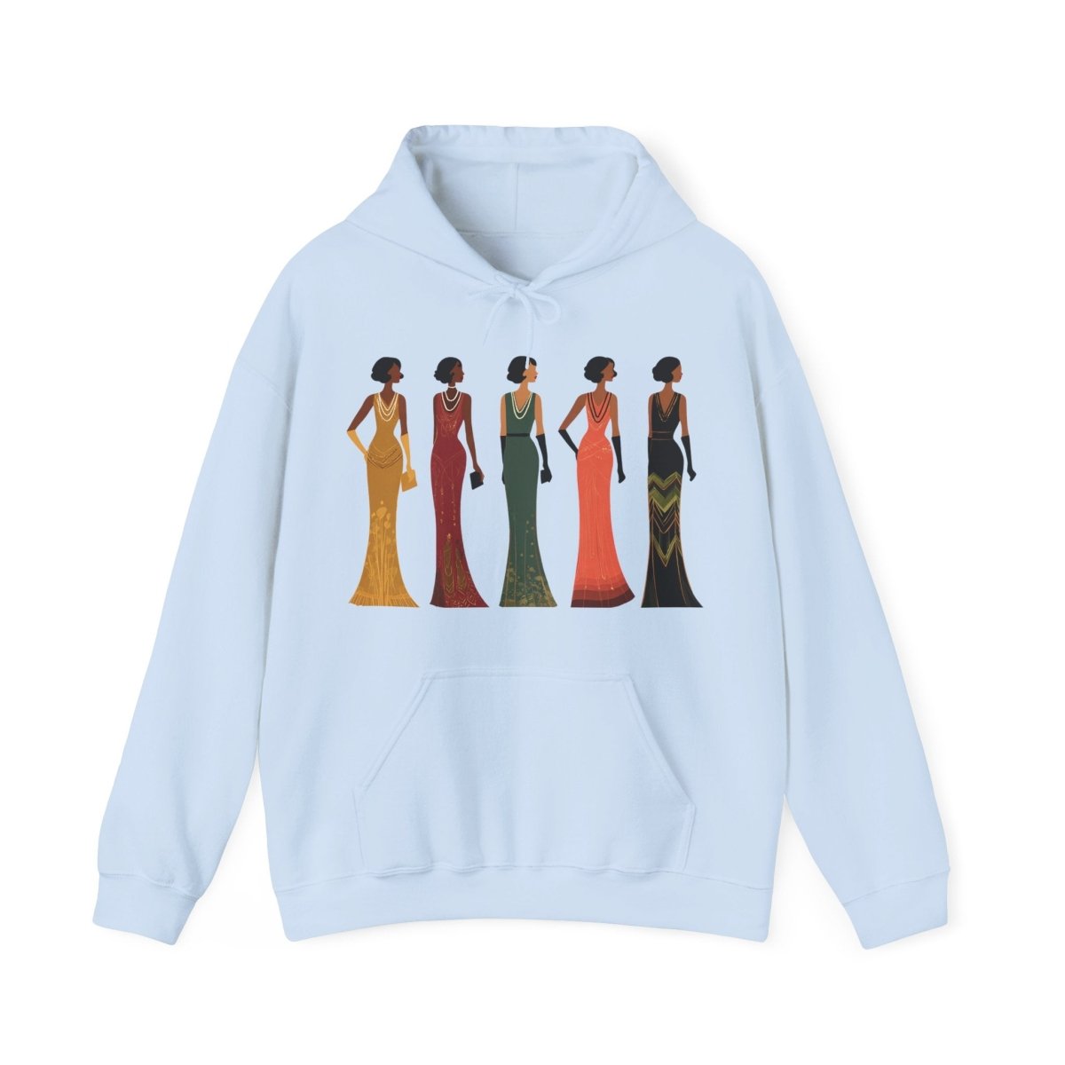 Harlem Renaissance Glamour Hoodie - Afrocentric Art by The Trini Gee