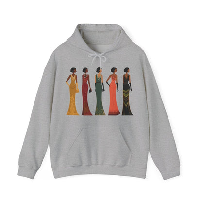 Harlem Renaissance Glamour Hoodie - Afrocentric Art by The Trini Gee