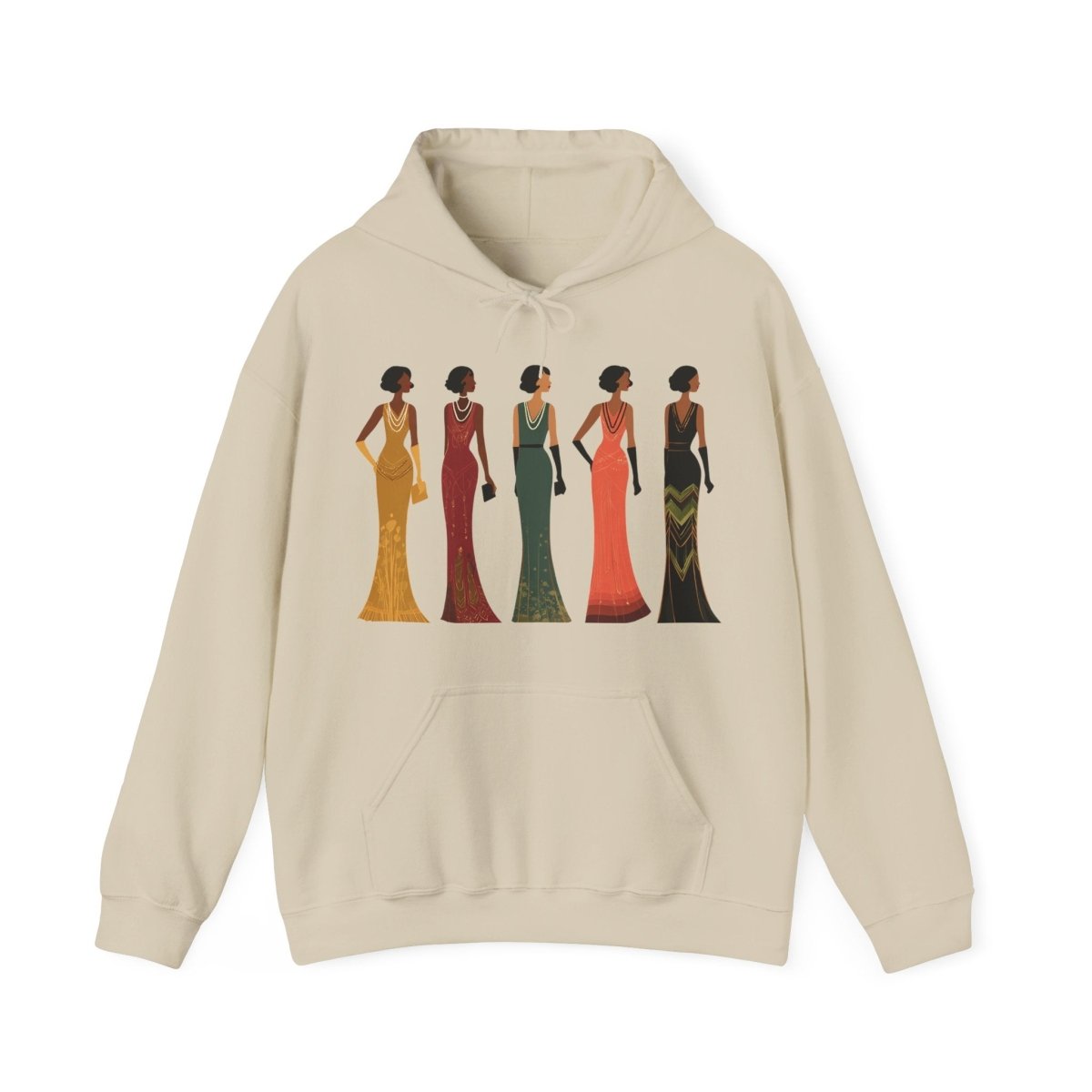 Harlem Renaissance Glamour Hoodie - Afrocentric Art by The Trini Gee
