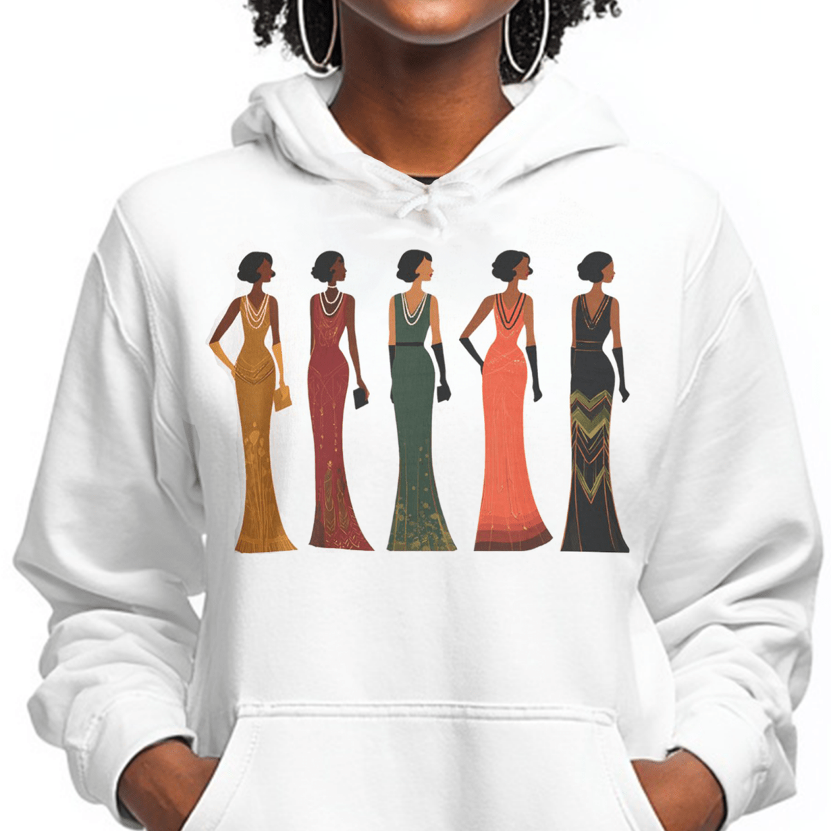 Harlem Renaissance Glamour Hoodie - Afrocentric Art by The Trini Gee