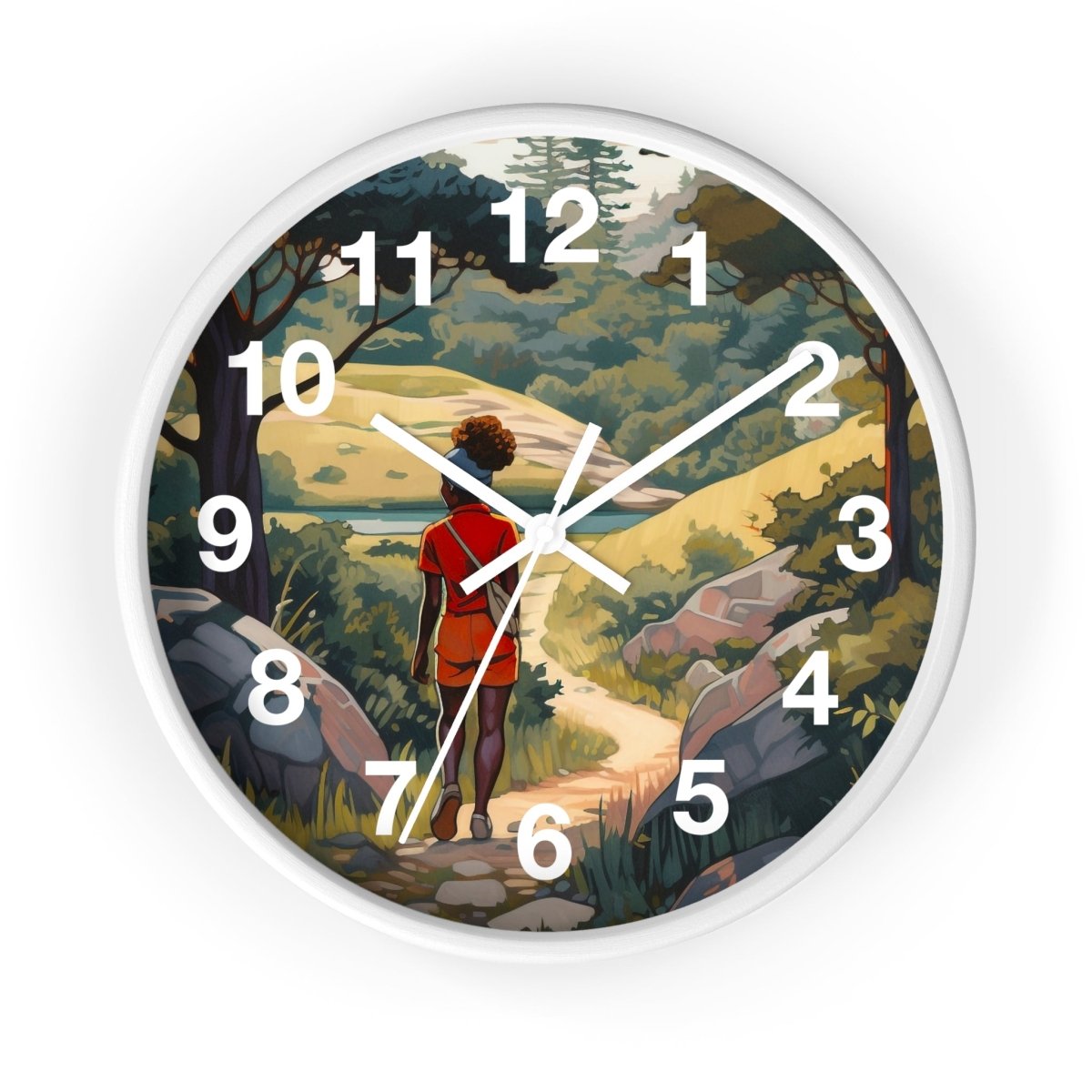 Hiking Wall Clock - Afrocentric Art by The Trini Gee