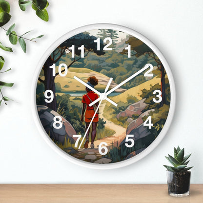 Hiking Wall Clock - Afrocentric Art by The Trini Gee