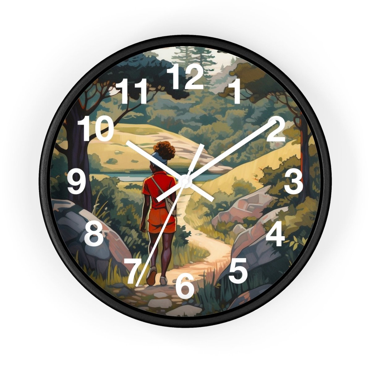 Hiking Wall Clock - Afrocentric Art by The Trini Gee