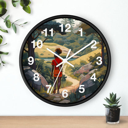 Hiking Wall Clock - Afrocentric Art by The Trini Gee