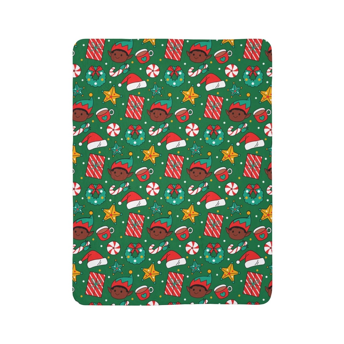 Holiday Elf Sherpa Blanket - Afrocentric Art by The Trini Gee