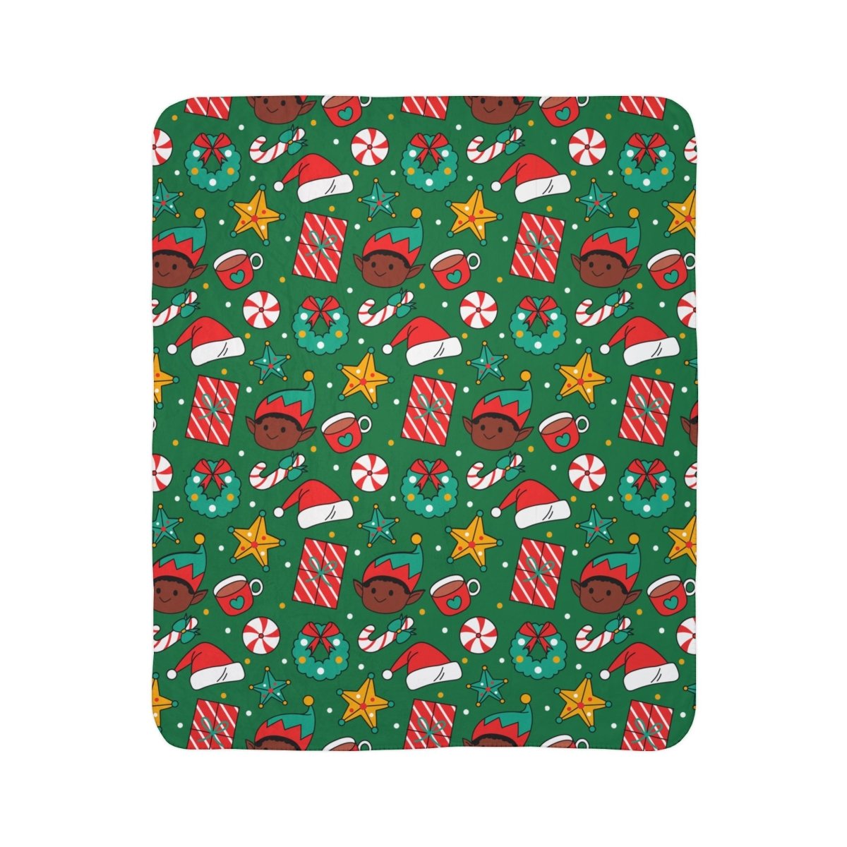 Holiday Elf Sherpa Blanket - Afrocentric Art by The Trini Gee