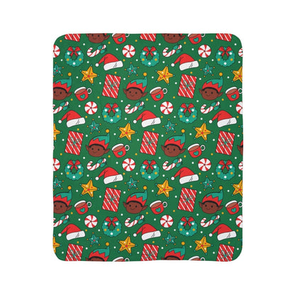 Holiday Elf Sherpa Blanket - Afrocentric Art by The Trini Gee