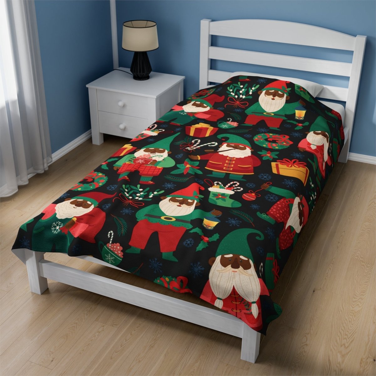 Holiday Elves Throw Blanket - Afrocentric Art by The Trini Gee