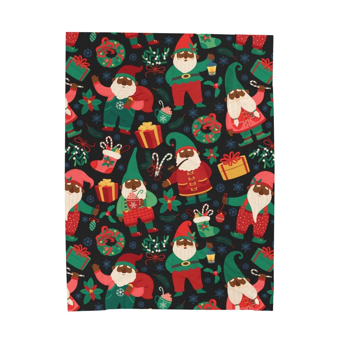 Holiday Elves Throw Blanket - Afrocentric Art by The Trini Gee