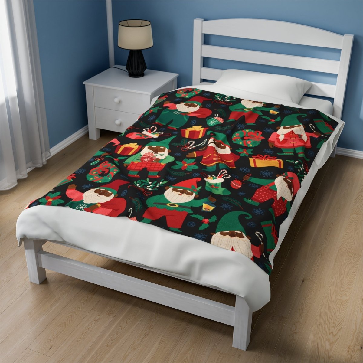 Holiday Elves Throw Blanket - Afrocentric Art by The Trini Gee