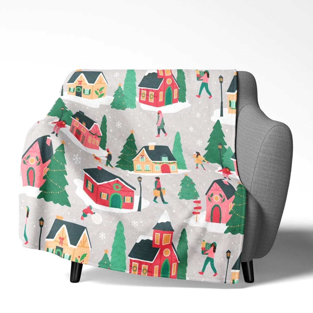 Holiday Houses Throw Blanket - Afrocentric Art by The Trini Gee
