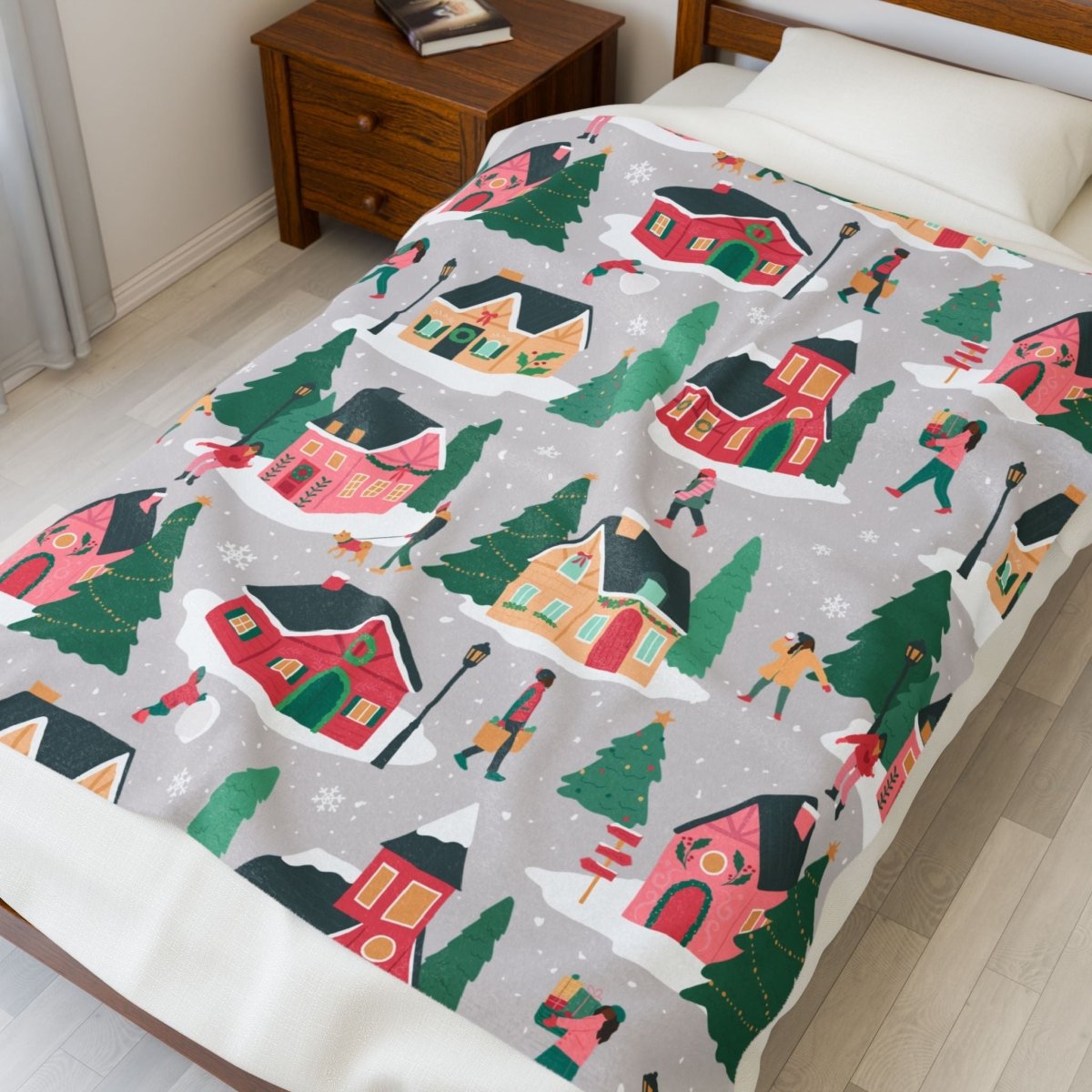 Holiday Houses Throw Blanket - Afrocentric Art by The Trini Gee