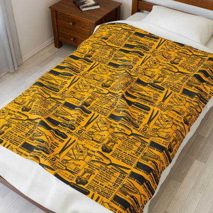 Hot Comb Ad Throw Blanket - Afrocentric Art by The Trini Gee