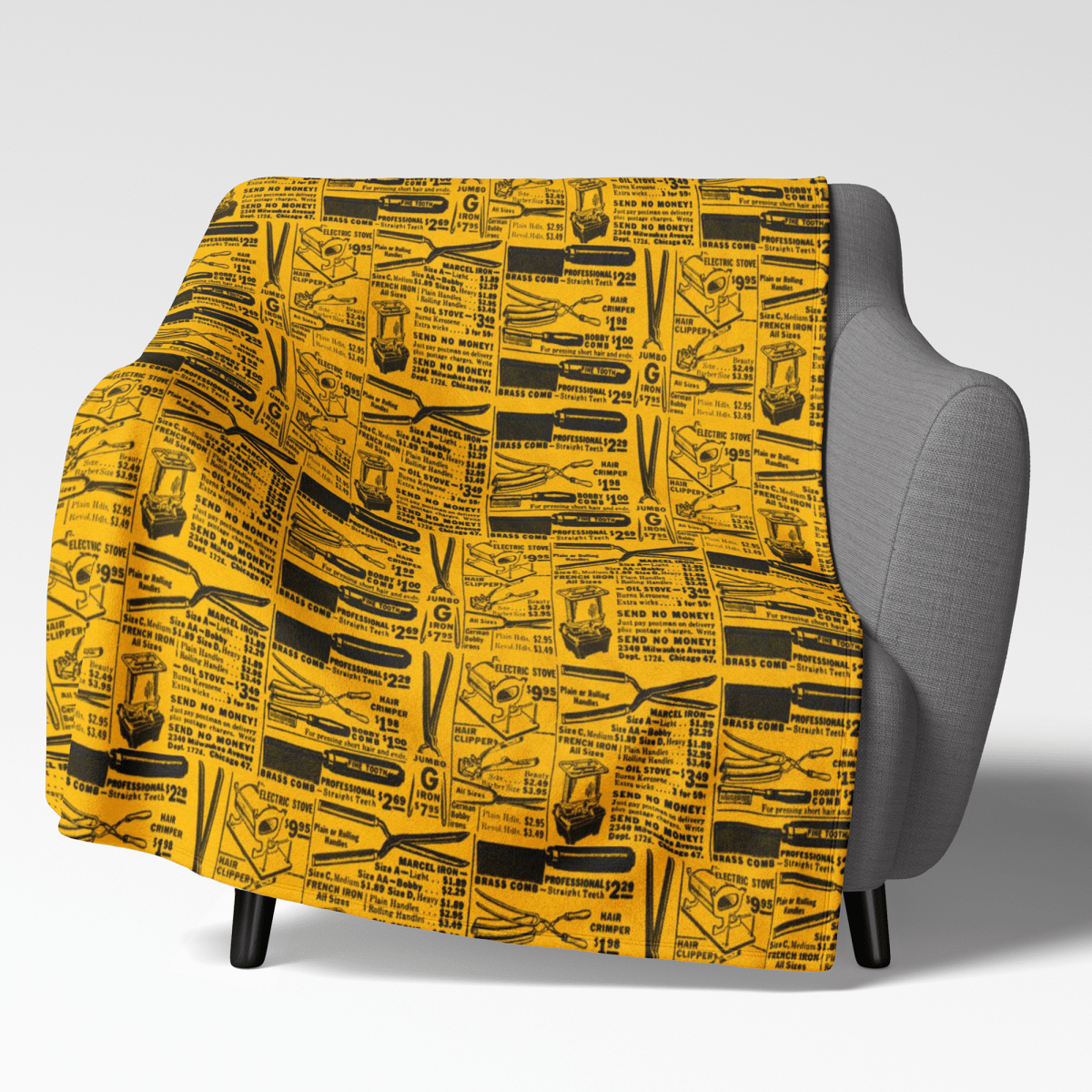Hot Comb Ad Throw Blanket - Afrocentric Art by The Trini Gee