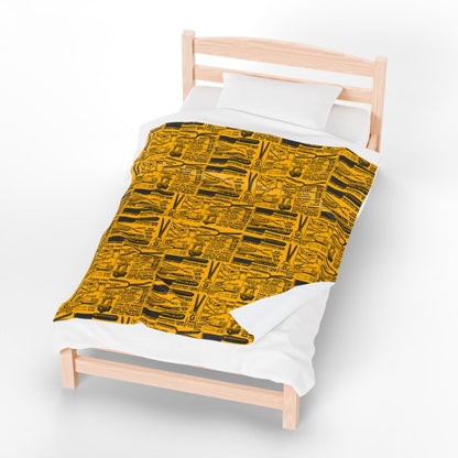 Hot Comb Ad Throw Blanket - Afrocentric Art by The Trini Gee