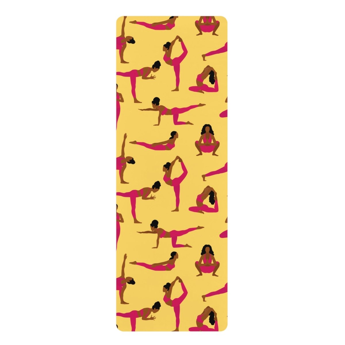 Hot Pink Poses Yoga Mat - Afrocentric Art by The Trini Gee