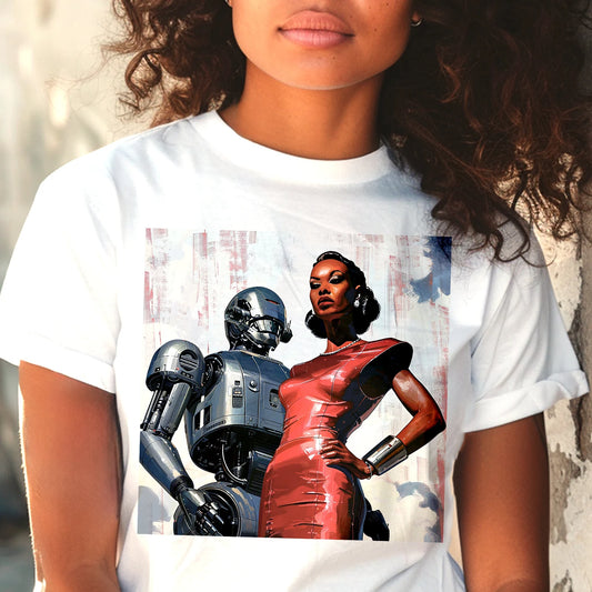 Woman with Robot Shirt