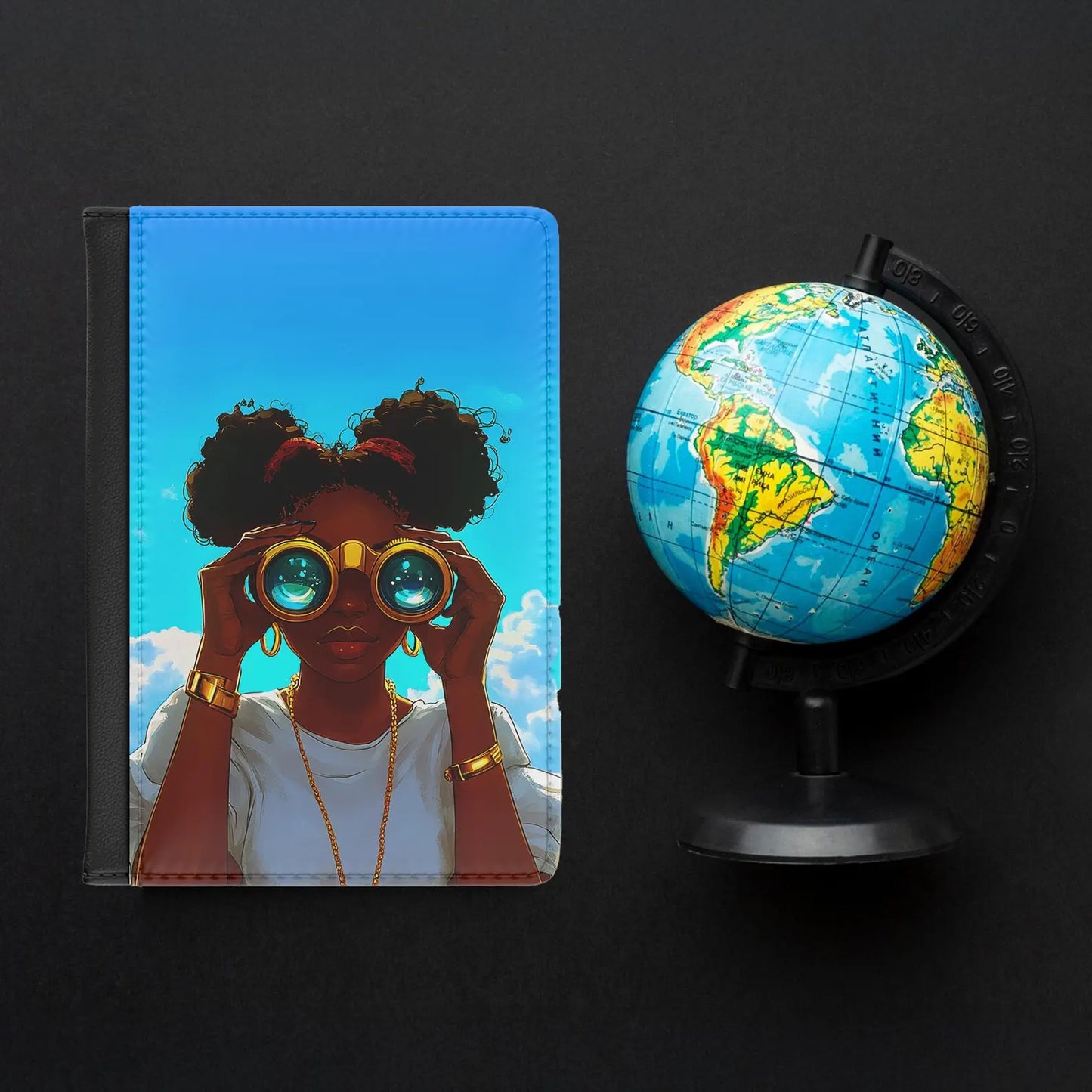 Golden Binoculars Passport Cover