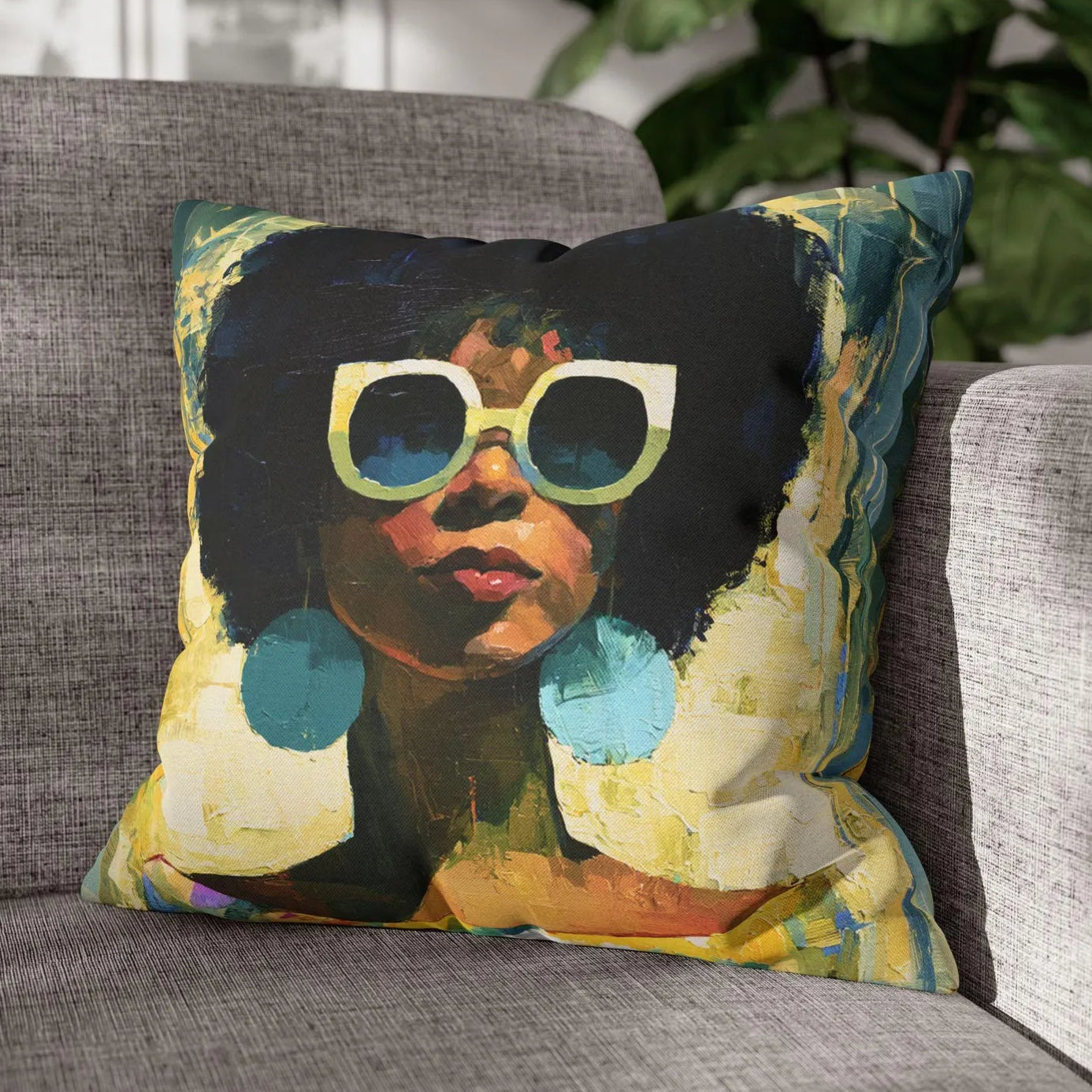 Sunny Afro Day Throw Pillow