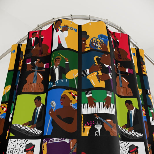 Jazz Lover Shower Curtain - Afrocentric Art by The Trini Gee