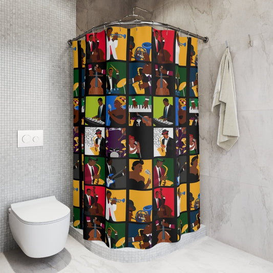 Jazz Lover Shower Curtain - Afrocentric Art by The Trini Gee