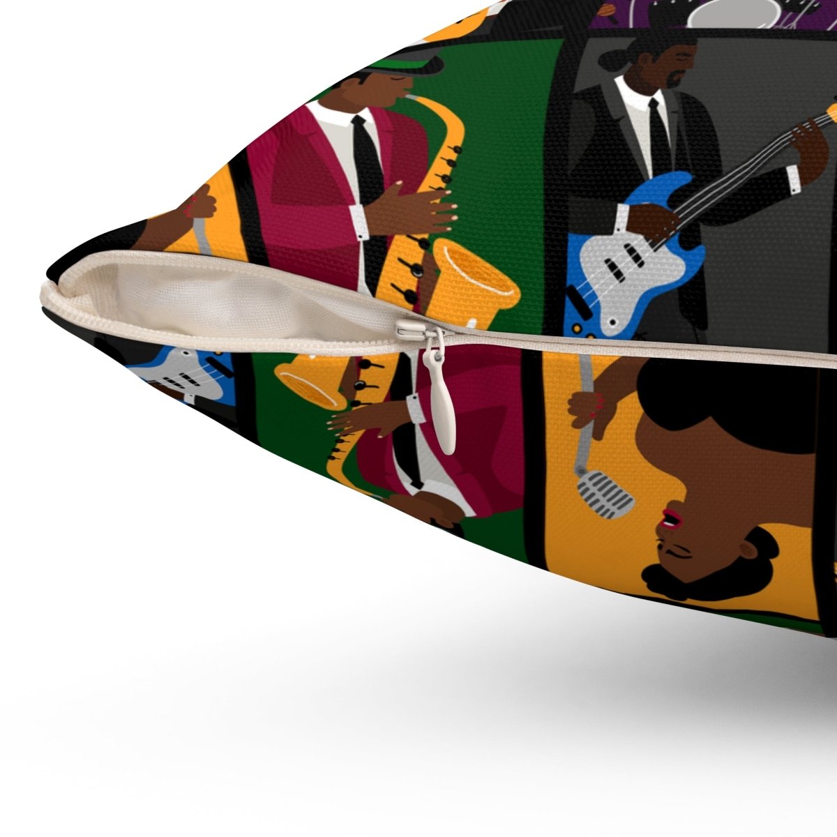 Jazz Music Pillow - Afrocentric Art by The Trini Gee