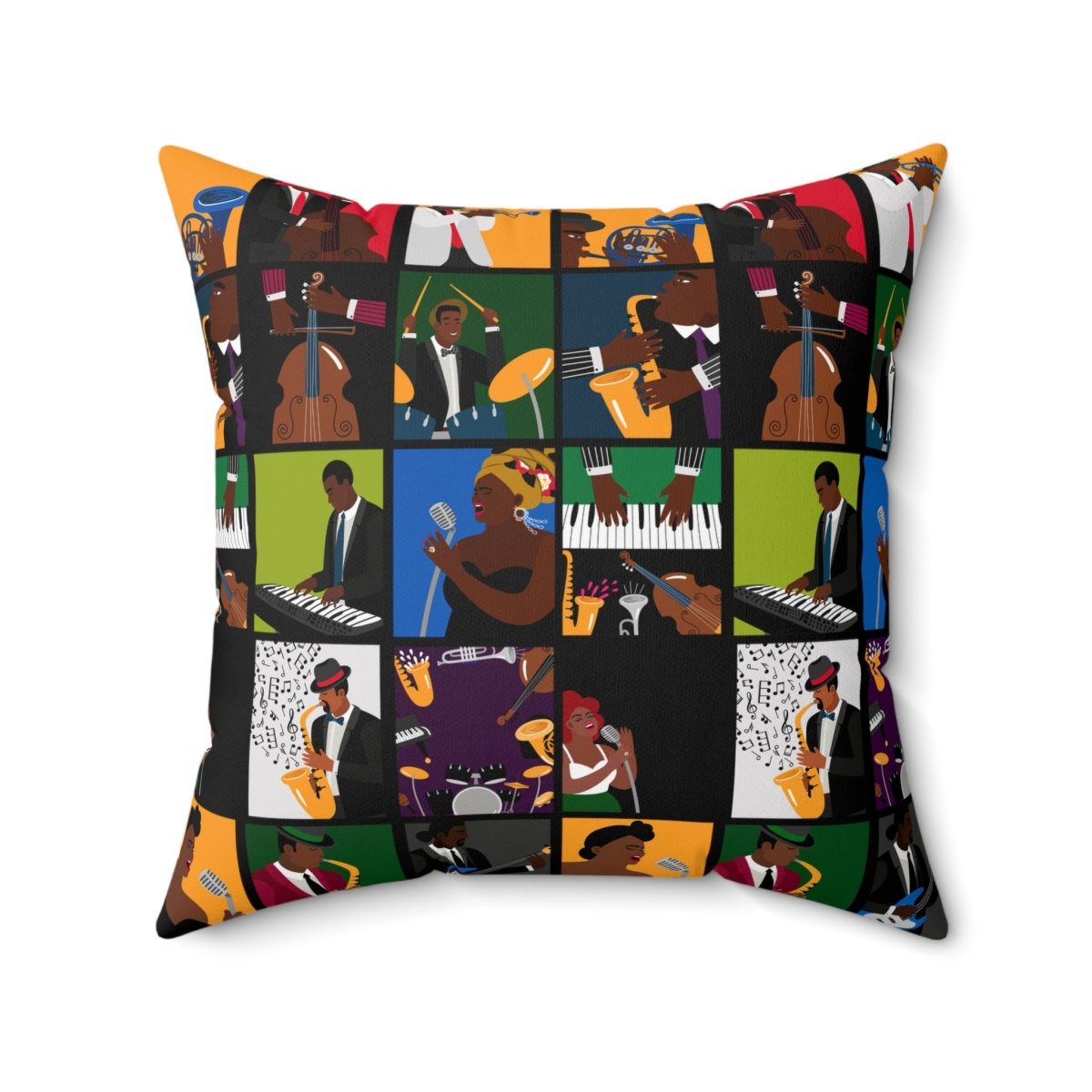 Jazz Music Pillow - Afrocentric Art by The Trini Gee