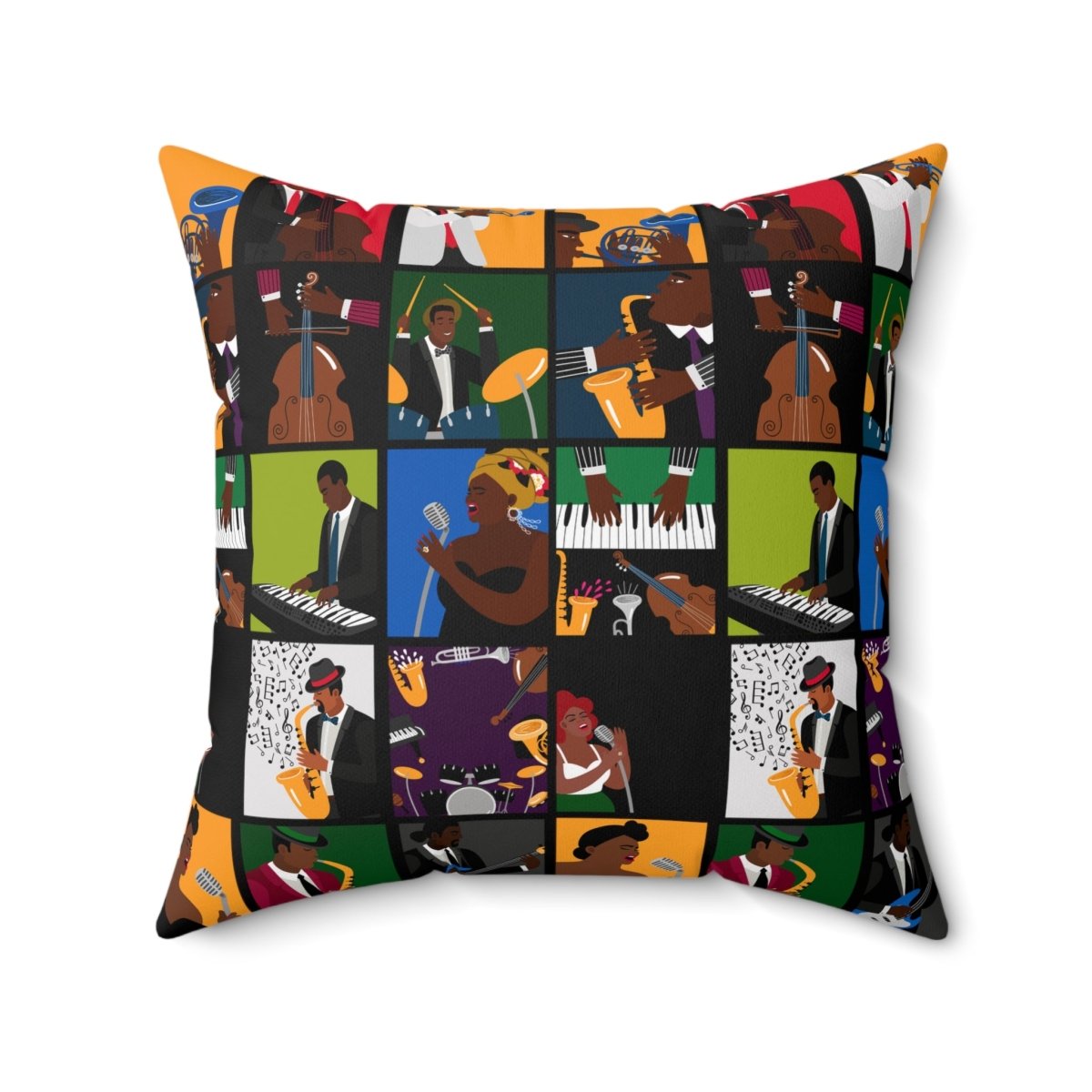 Jazz Music Pillow - Afrocentric Art by The Trini Gee