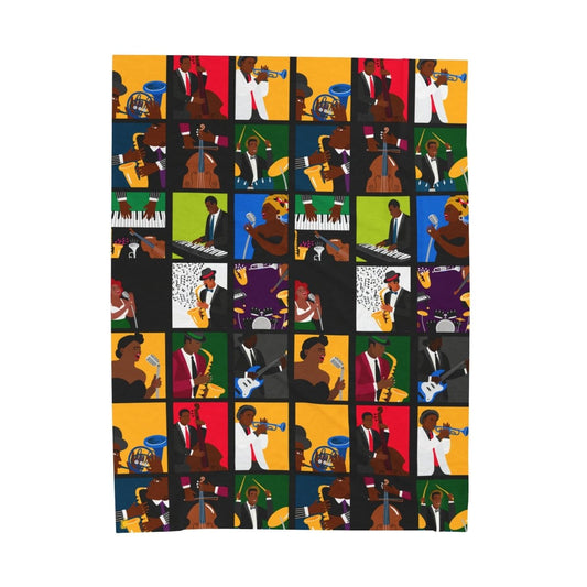 Jazz Music Throw Blanket - Afrocentric Art by The Trini Gee