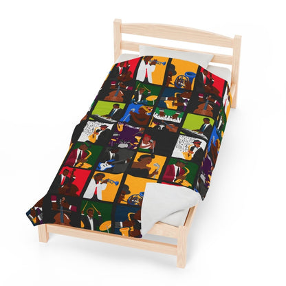 Jazz Music Throw Blanket - Afrocentric Art by The Trini Gee