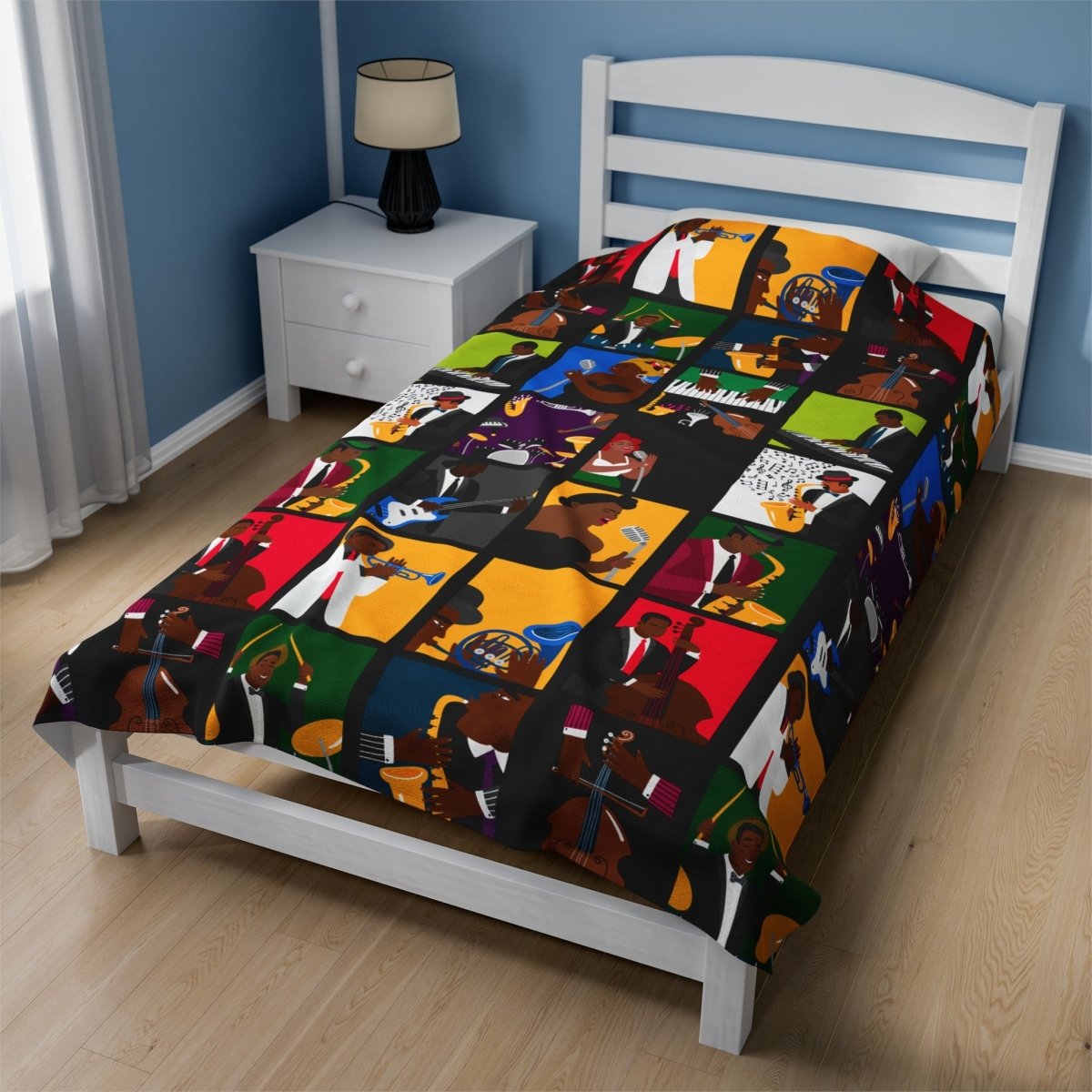 Jazz Music Throw Blanket - Afrocentric Art by The Trini Gee