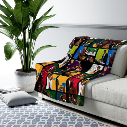 Jazz Music Throw Blanket - Afrocentric Art by The Trini Gee