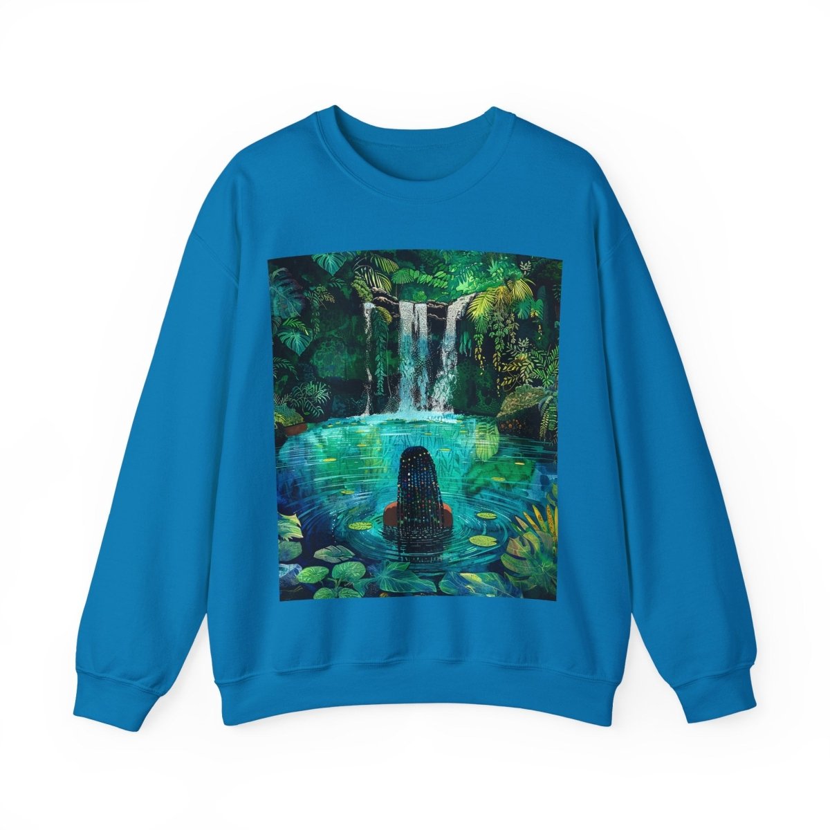 Jungle Waterfall Sweatshirt - Afrocentric Art by The Trini Gee