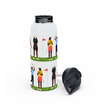 Just Girls Golf Water Bottle - Afrocentric Art by The Trini Gee