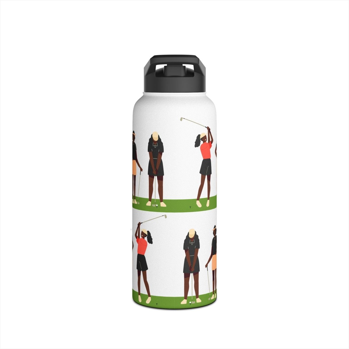 Just Girls Golf Water Bottle - Afrocentric Art by The Trini Gee