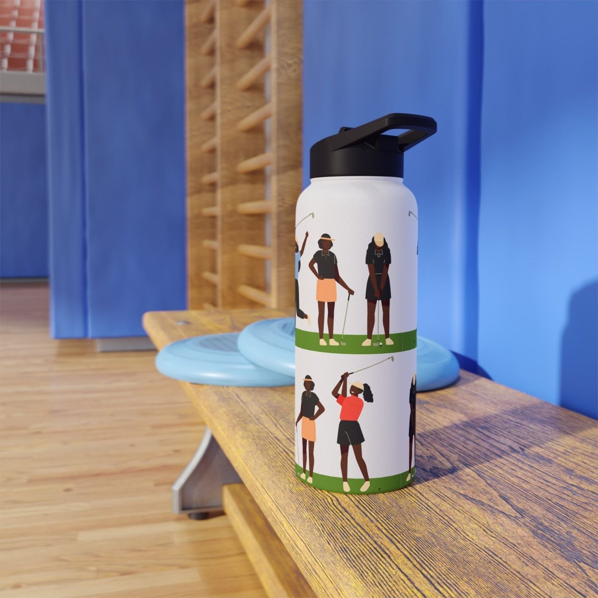 Just Girls Golf Water Bottle - Afrocentric Art by The Trini Gee