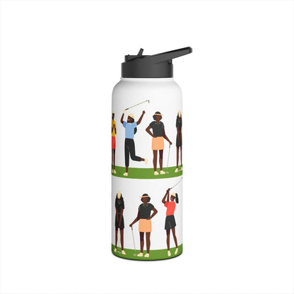 Just Girls Golf Water Bottle - Afrocentric Art by The Trini Gee