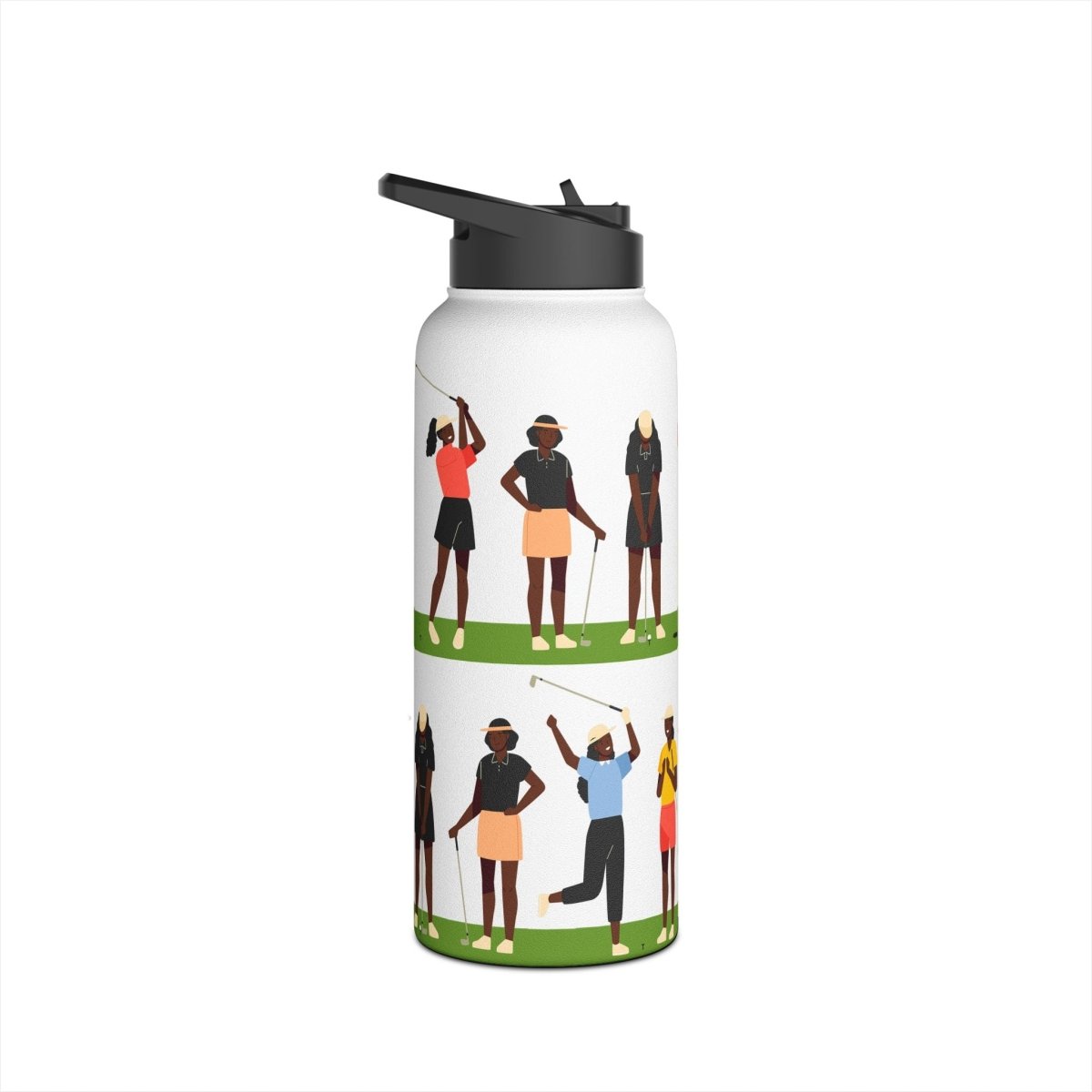 Just Girls Golf Water Bottle - Afrocentric Art by The Trini Gee