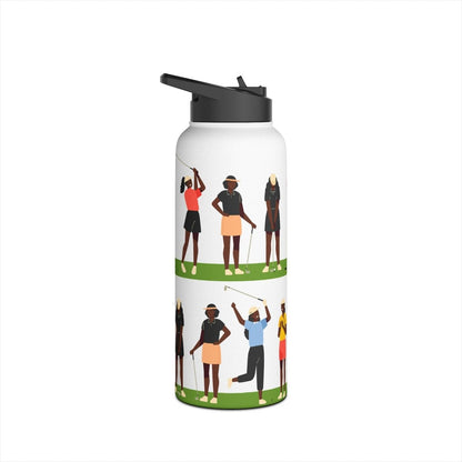 Just Girls Golf Water Bottle - Afrocentric Art by The Trini Gee
