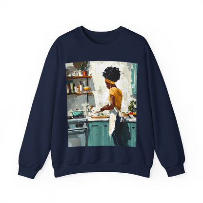 Kitchen Work Sweatshirt - Afrocentric Art by The Trini Gee