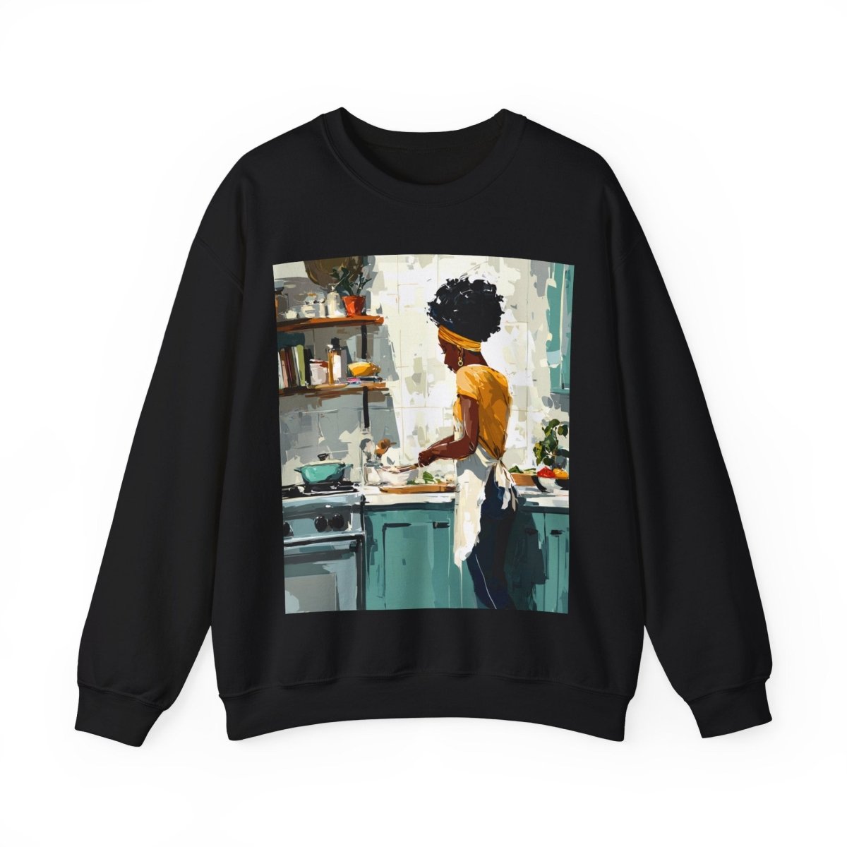 Kitchen Work Sweatshirt - Afrocentric Art by The Trini Gee