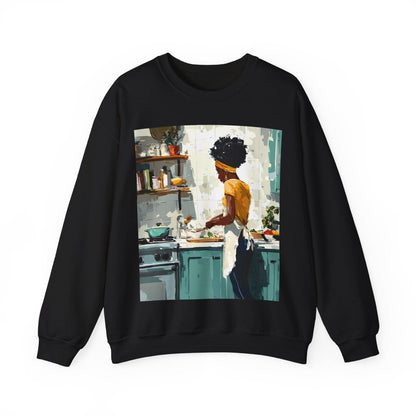 Kitchen Work Sweatshirt - Afrocentric Art by The Trini Gee