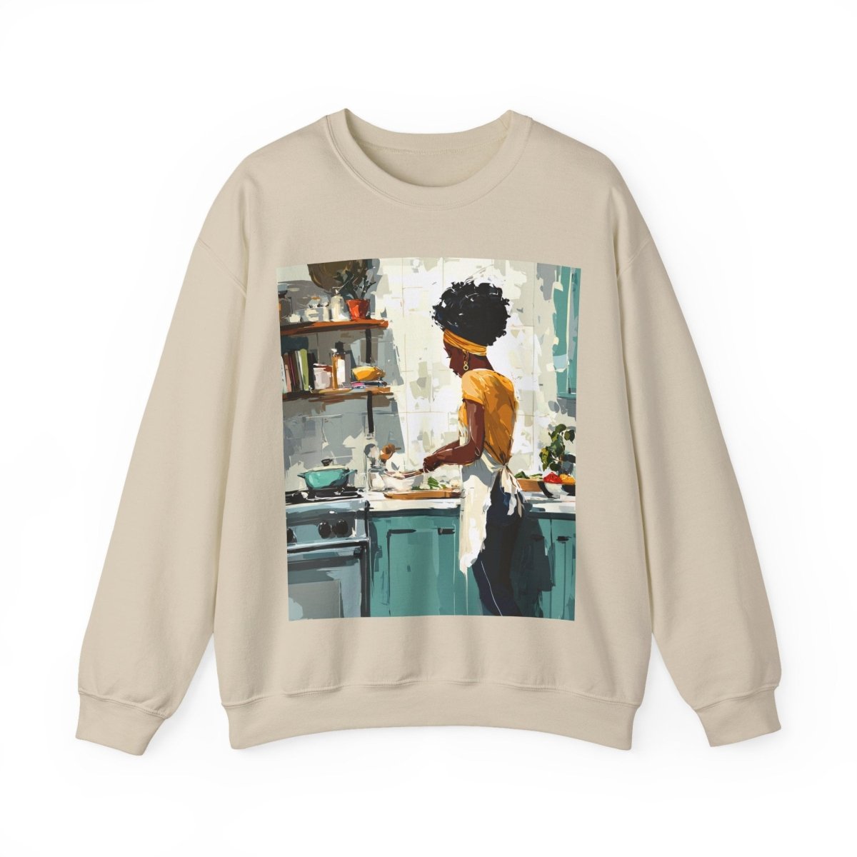 Kitchen Work Sweatshirt - Afrocentric Art by The Trini Gee