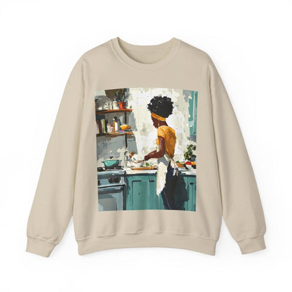 Kitchen Work Sweatshirt - Afrocentric Art by The Trini Gee