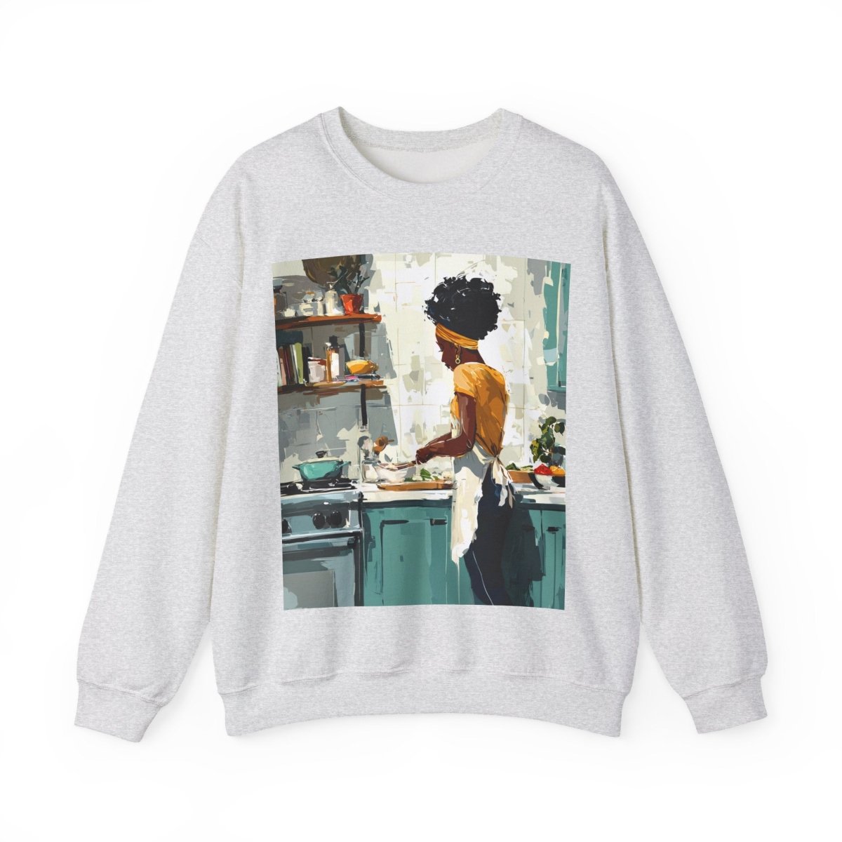 Kitchen Work Sweatshirt - Afrocentric Art by The Trini Gee
