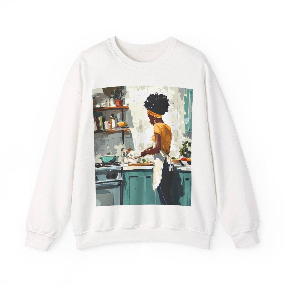 Kitchen Work Sweatshirt - Afrocentric Art by The Trini Gee
